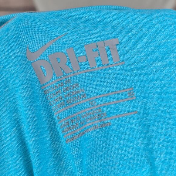 Nike Long Sleeve Legend Dri-Fit Athletic Moisture Wicking Blue V-Neck Top XL - Picture 8 of 8